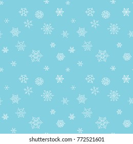 Winter - blue christmas seamless pattern / texture with handdrawn snowflakes