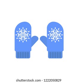 Winter blue gloves icon. Flat illustration of winter blue gloves vector icon for web design