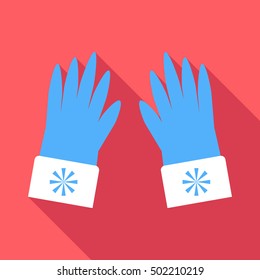 Winter blue gloves icon. Flat illustration of winter blue gloves vector icon for web