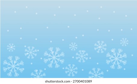 Winter blue gradient background, snowflakes on a beautiful background, Christmas background for cards, snowfall. Copy space