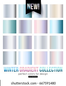 Winter blue gradient collection. Color palette. Blurred background, pattern, wallpaper, texture, vector illustration.