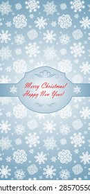 Winter blue greeting template with beautiful paper snowflakes