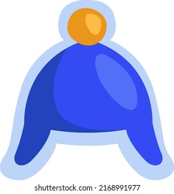 sombrero azul invernal, ilustración, vector sobre un fondo blanco.