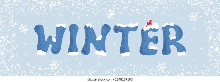 "Winter" blue inscription. Decorative letters