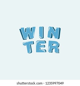 Winter blue lettering vector in capital letters with shade