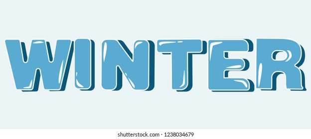 Winter blue lettering vector in capital letters with shade