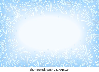 Winter Blue Rectangular Frame With Icy Frosty Patterns. Vector Illustration In A Flat Style. Empty Space For Text. Holiday Border.