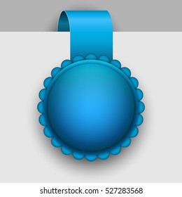 Winter blue rosette tag vector template.