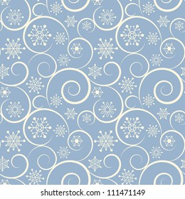 Winter blue seamless background with snowflakes