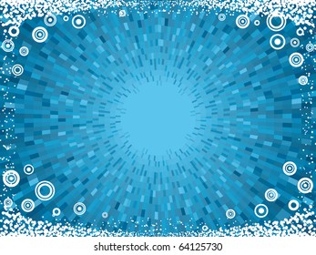 Winter blue shine background with snowflakes in the corners