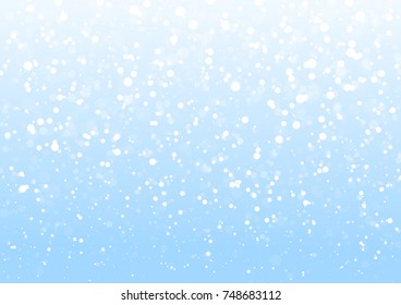 Winter blue sky with falling snow, snowflake. Holiday Winter background for Merry Christmas and Happy New Year. Vector illustration,transparent background.