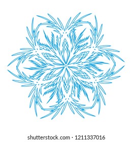 Winter blue snowflake icon. Isolated on white background. Vector illustration