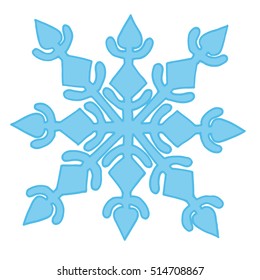 Winter blue snowflake isolated on white background. Can be used for card, invitation, posters, texture backgrounds, placards, banners.
