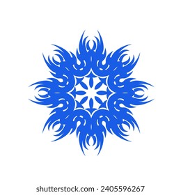 Winter blue snowflake. Openwork lace. Repeating pattern. Flat style. Vector illustration