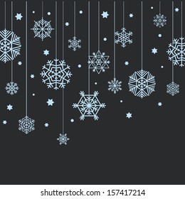 Fondo abstracto de copos de nieve azul invernal