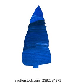 Winter blue spruce hand-painted with a picturesque colorful texture. Isolated vector element on a white background. An element for collage or poster design banner print