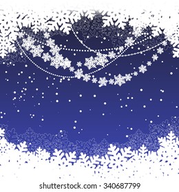 winter blue template with snowflakes. Merry Christmas. vector illustration