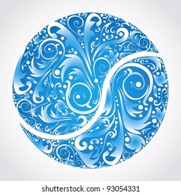 winter blue tennis ball - with floral ornaments - vector illustration