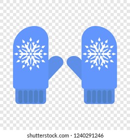 Winter blue wool gloves icon. Flat illustration of winter blue wool gloves vector icon for web design