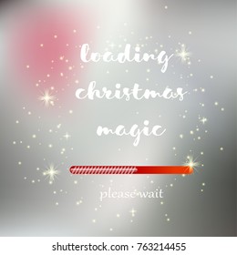 Winter blurred the background with the falling snow. Fall of snow, snowflake on blue sky. Celebratory winter background for Christmas and New year. Loading Christmas Magic