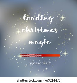Winter blurred the background with the falling snow. Fall of snow, snowflake on blue sky. Celebratory winter background for Christmas and New year. Loading Christmas Magic