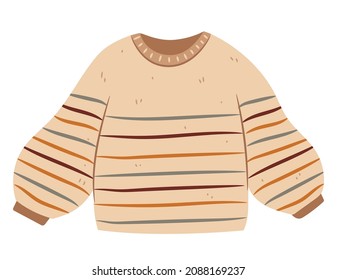 Winter boho sweater, jumper or pullover isolated on white background. Flat vector illustration