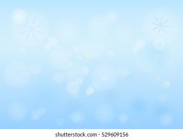 Winter bokeh abstract light background with snowflakes. Vector illustration