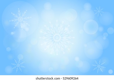 Winter bokeh abstract light background with snowflakes. Vector illustration