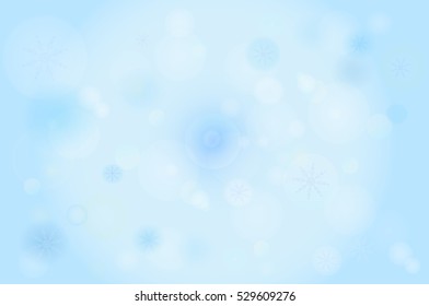 Winter bokeh abstract light background with snowflakes. Vector illustration