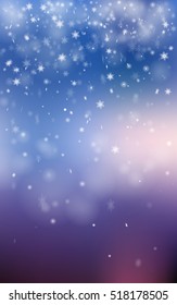 Winter bokeh background with little snowflakes. Bokeh background with particles in cold tints. Vector illustration for your graphic design.
