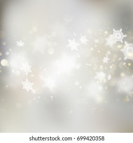 Winter bokeh background with snowflakes.   EPS 10 vector
