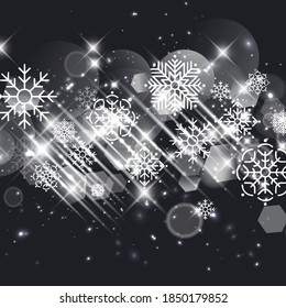 Winter bokeh background with sparkle stars.