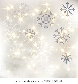 Winter bokeh background with sparkle stars.