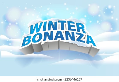 Winter Bonanza promo for winter season. Bonanza 3D design unit with winter theme. Bonanza creative template for marketing activity.