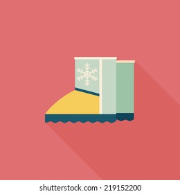 winter boot flat icon with long shadow,eps10