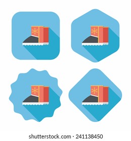 winter boot flat icon with long shadow,eps10