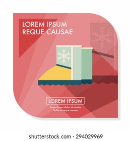 winter boot flat icon with long shadow,eps10