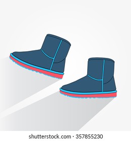 winter boot flat icon with long shadow