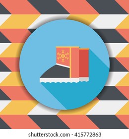 winter boot flat icon with long shadow,eps10