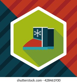 winter boot flat icon with long shadow,eps10