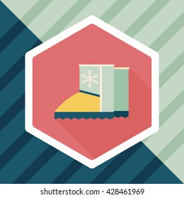 winter boot flat icon with long shadow,eps10