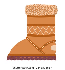 Winter boot ugg doodle style. Hand drawn winter shoes flat style isolated. Vector illustration