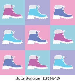 winter boots, colorful background