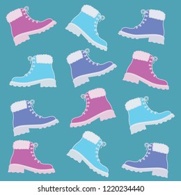 winter boots, colorful background