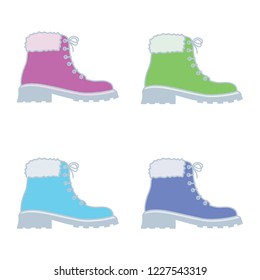 winter boots, colorful background