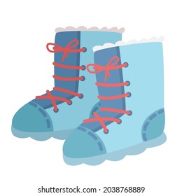 Winter boots flat style. Isolates vector illustration.