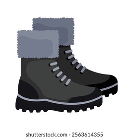 winter boots flat vector illustration clipart