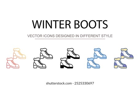 Winterstiefel, Symboldesign mit weißem Hintergrund, Stockgrafik
