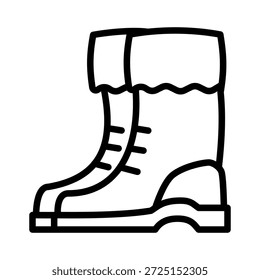 Winter boots icon representing cold season footwear, outdoor protection shoes, and warm durable clothing for snowy and freezing environments.
