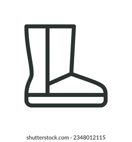 Winter boots isolated icon, sheepskin boots vector icon with editable stroke